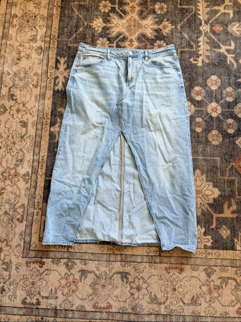 American Eagle Outfitters Light Blue Denim Midi Skirt